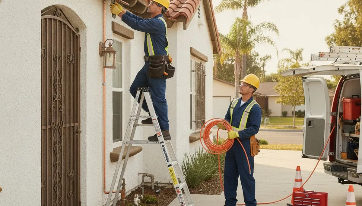 Anaheim, CA plumber repairing a plumbing issue for a local home service call