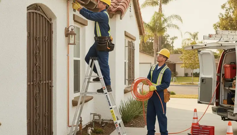 Anaheim, CA plumber repairing a plumbing issue for a local home service call
