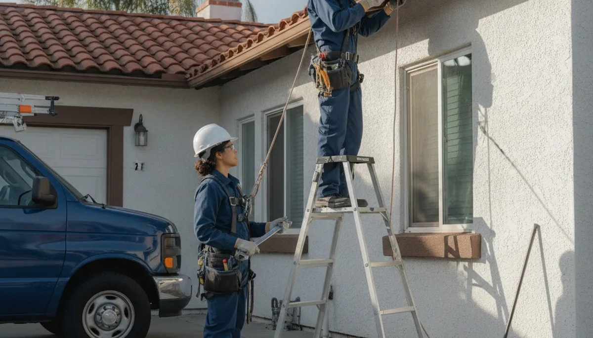 Anaheim, CA plumbing repair technician servicing a residential pipe leak for plumberanaheimca-new.com