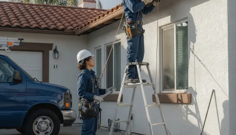Anaheim, CA plumbing repair technician servicing a residential pipe leak for plumberanaheimca-new.com