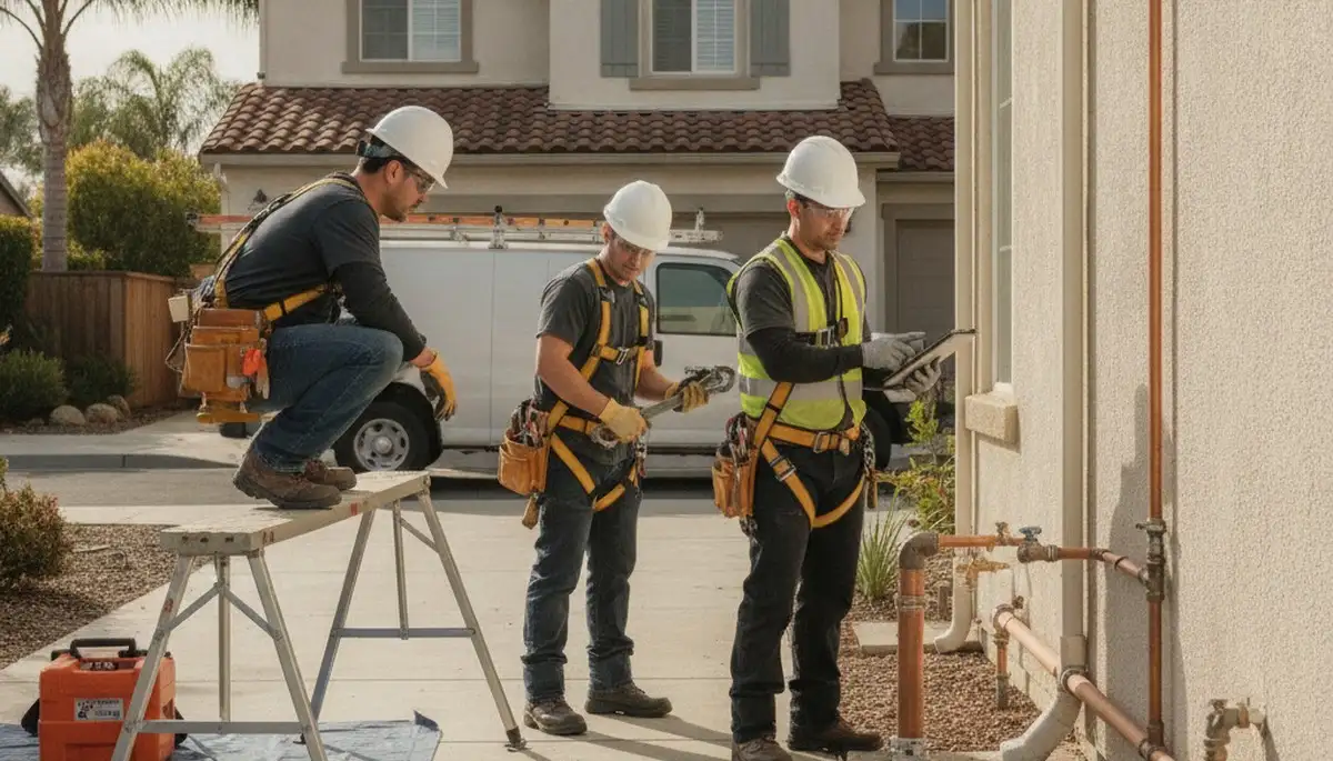 Plumber repairing a leak in Anaheim, CA for fast residential plumbing service