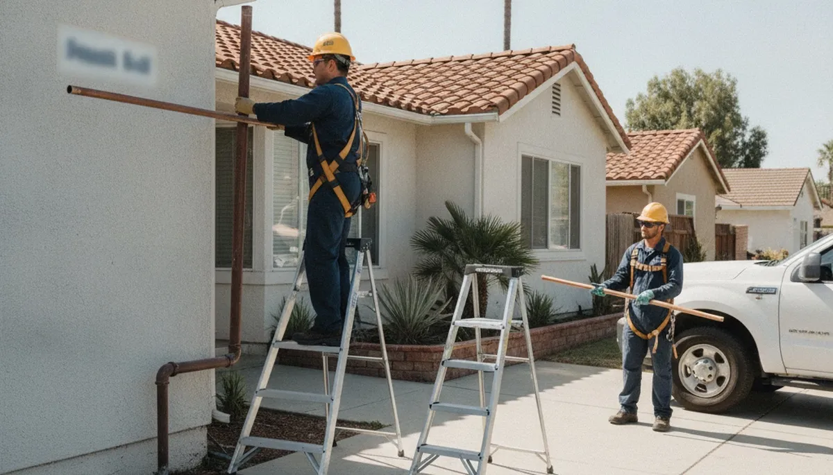 Anaheim, CA plumber repairing a residential plumbing issue for fast local service