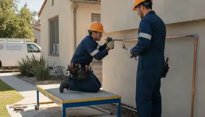Plumber repairing a pipe in Anaheim, CA for plumbing repair service