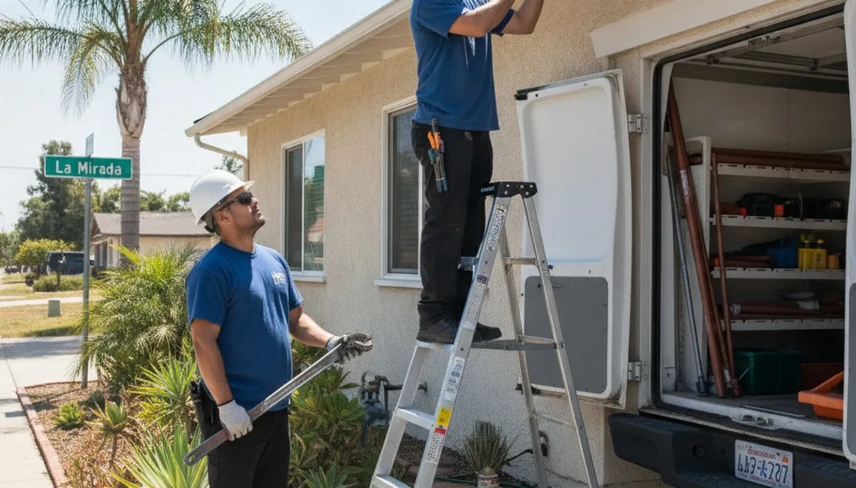 Plumber repairing a pipe in Anaheim, CA for fast residential plumbing service