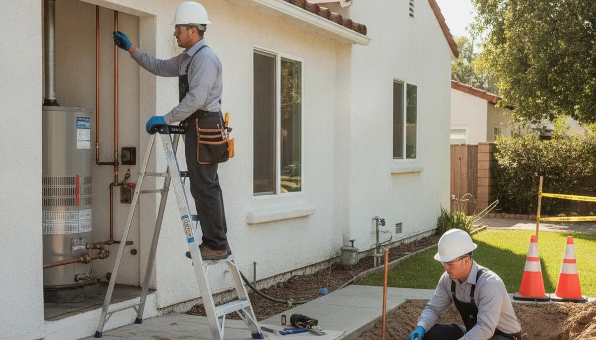 Anaheim, CA plumber repairing a leak for residential plumbing service