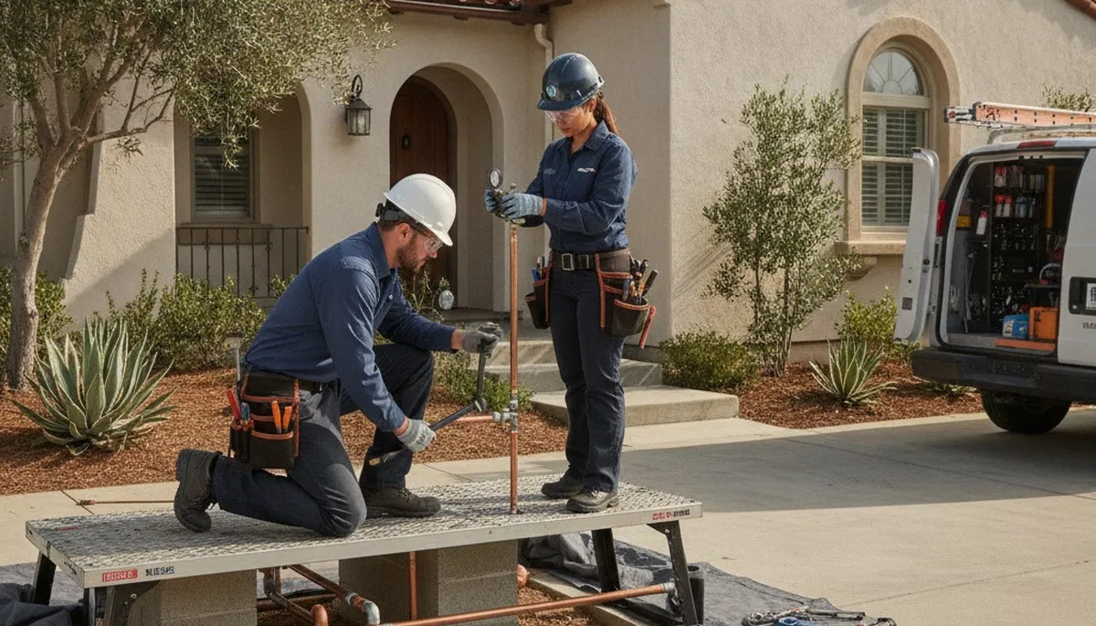Plumber repairing a leak in Anaheim, CA for reliable plumbing repair services