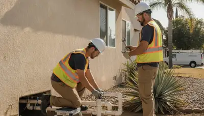 Anaheim, CA plumber repairing plumbing for residential service from plumberanaheimca-new.com