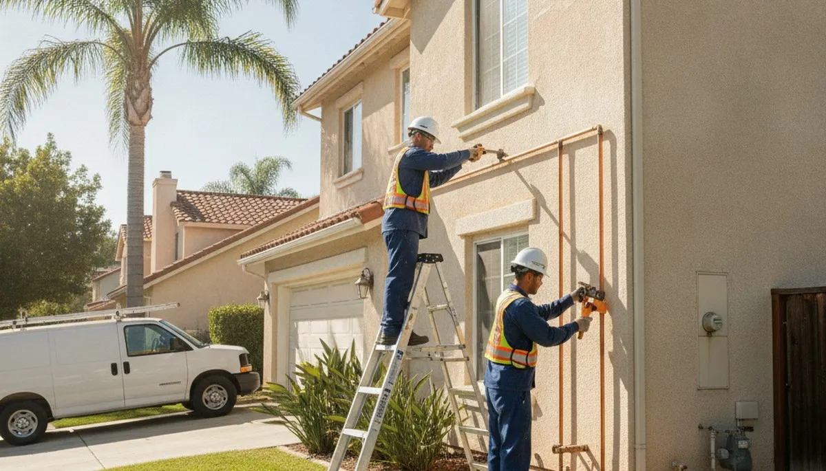 Plumber repairing a plumbing fixture in Anaheim, CA for residential plumbing service