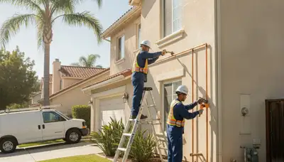 Plumber repairing a plumbing fixture in Anaheim, CA for residential plumbing service