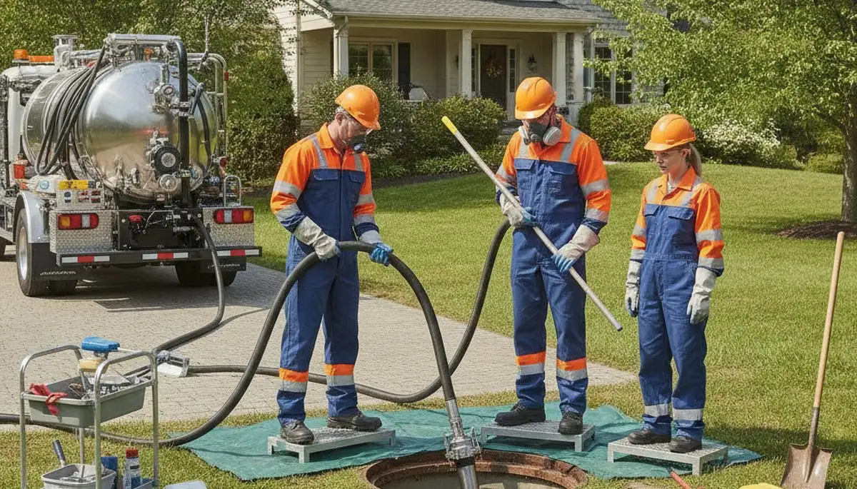 Anaheim, CA plumber cleaning septic tank for reliable home plumbing service