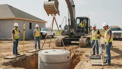 Septic tank installation crew serving Anaheim, CA homes with site prep and setup