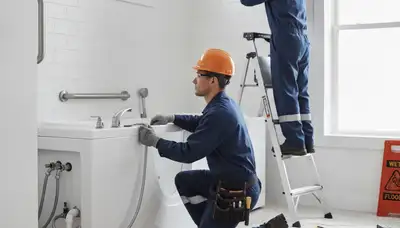 Walk-in tub installed for Anaheim, CA homeowner by On Call Plumbers for safer bathing access
